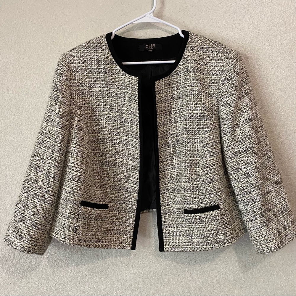 Alex Marie Open Front Tweed Jacket 18W Plus Size Knit Blazer Coatigan Old Money - Picture 8 of 8